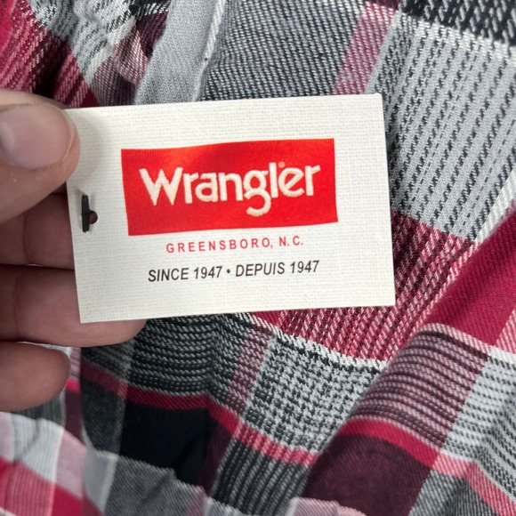 Wrangler Authentics Men's Plaid Quilted Lined Flannel Shirt Jacket Hoodie Red M - Picture 8 of 11